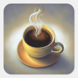 Koffie Vierkante Sticker