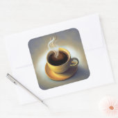 Koffie Vierkante Sticker (Envelop)