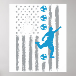 koffie voetbal- Vintage USA Amerikaanse Vlag voor Poster