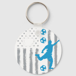 koffie voetbal- Vintage USA Amerikaanse Vlag voor  Sleutelhanger