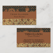 Koffie voor batik-kunstpatroonontwerp visitekaartje (Voorkant / Achterkant)