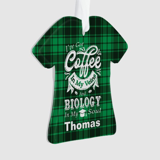 Koffie voor biologie-studenten in mijn veteranen ornament (voorkant)