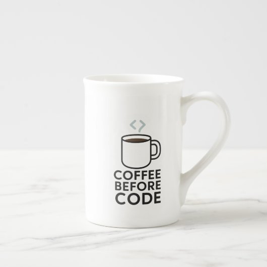 Koffie Voor Code — Minimale mok met codestoom (Rechts)