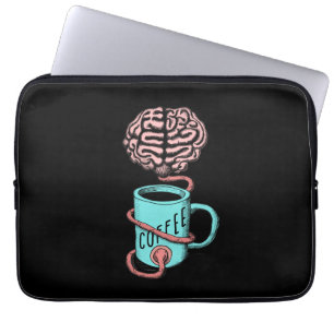Koffie voor de hersenen. Funny koffieillustratie Laptop Sleeve