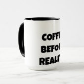 Koffie voor de realiteit mok (Voorkant links)