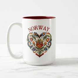 Koffie voor de Rosemaling Folk Art Heart Two-Tone  Tweekleurige Koffiemok
