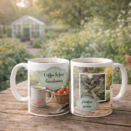 Koffie voor het tuinieren ochtendtuinfoto koffiemok