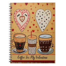 Koffie voor mijn Valentijn Schattigee Cartoon hart Notitieboek