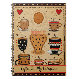 Koffie voor mijn Valentijn Schattigee Cartoon Hart Notitieboek