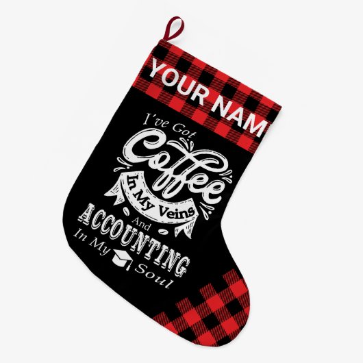 Koffie voor persoonlijke boekhouding in mijn zegen grote kerstsok (Voorkant (Hangend))