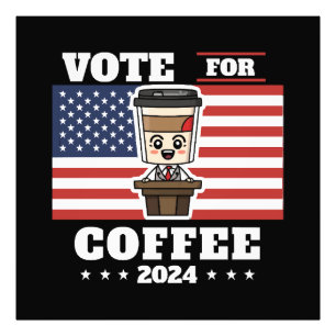Koffie voor president, stem op koffie foto afdruk