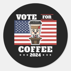 Koffie voor president, stem op koffie ronde sticker