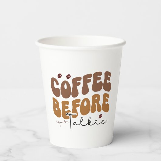 Koffie voor Talkie Funny Retro-tekststijl Papieren Bekers (Achterkant)