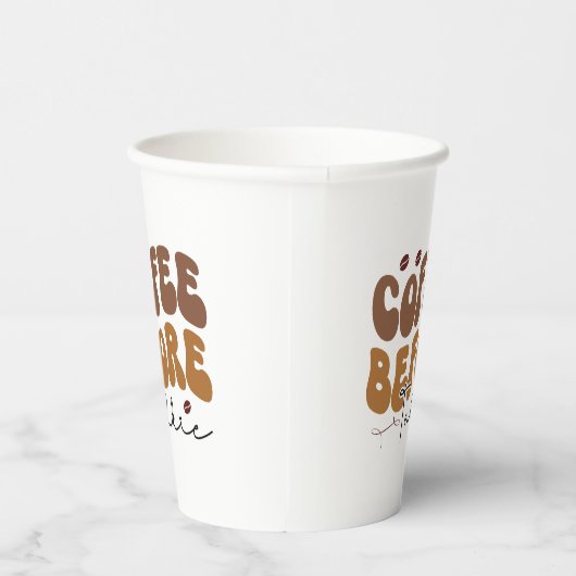 Koffie voor Talkie Funny Retro-tekststijl Papieren Bekers (Rechts)