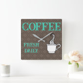 Koffie voor winkelwand achteraan vierkante klok (Huis)