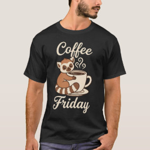 Koffie Vrijdag Schattige Lemur Gezellige Koffielie T-shirt