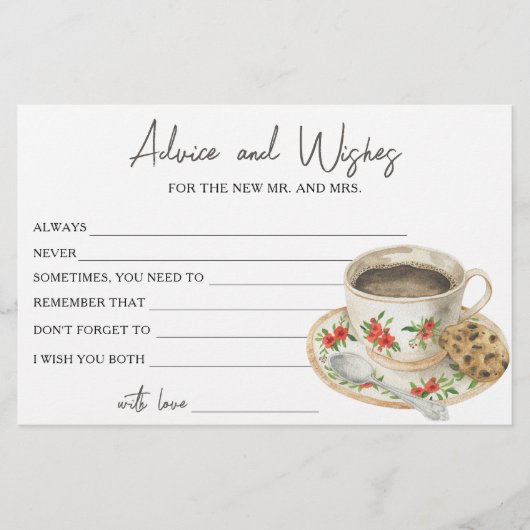 Koffie Vrijgezellenfeest advies en wensen Briefpapier (Voorkant)