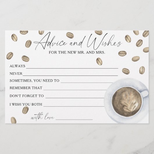 Koffie Vrijgezellenfeest advies en wensen Briefpapier (Voorkant)