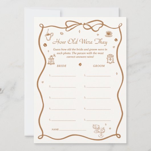 Koffie Vrijgezellenfeest hoe oud waren ze spel Kaa Kaart (Voorkant)