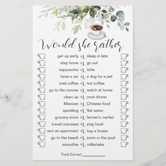 Koffie-Vrijgezellenfeest met Thleed Shower Kaart F (Voorkant)