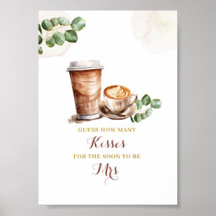 Koffie Vrijgezellenfeest Raad eens hoeveel kussen  Poster