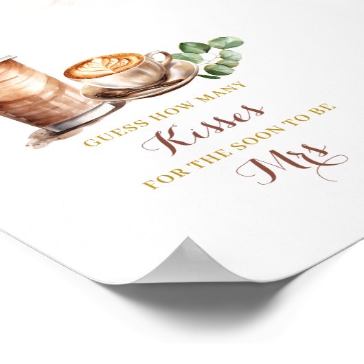 Koffie Vrijgezellenfeest Raad eens hoeveel kussen  Poster (Hoek)