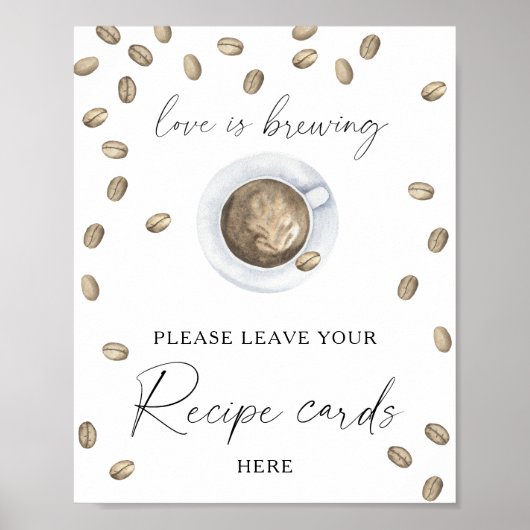 Koffie vrijgezellenfeest Uw receptenkaart hier Poster (Voorkant)