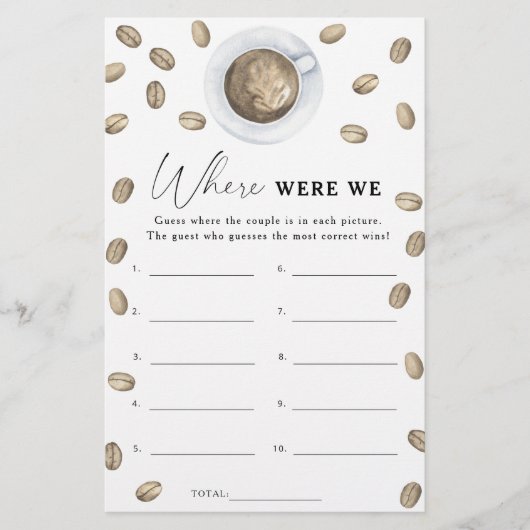 Koffie vrijgezellenfeest Waar waren we spel (Voorkant)