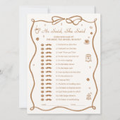 Koffie Vrijgezellenfeest zei hij dat ze game Kaart (Voorkant)