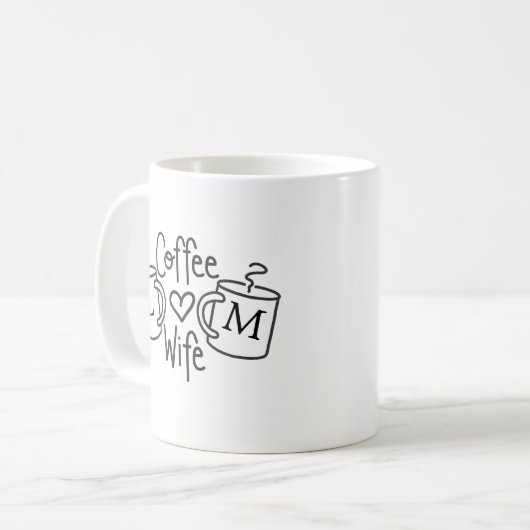 Koffie Vrouw Liefde Monogram Mok (Voorkant links)