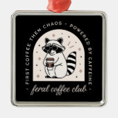 Koffie wasbeer liefhebbers grappig raar dier zwart metalen ornament (Voorkant)