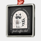 Koffie wasbeer liefhebbers grappig raar dier zwart metalen ornament (Links)