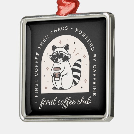 Koffie wasbeer liefhebbers grappig raar dier zwart metalen ornament (Links)