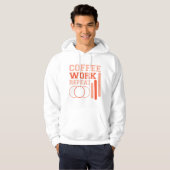 Koffie, werk, herhaling – typografie hoodie (Voorkant volledig)