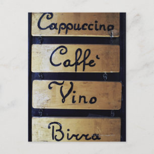 Koffie, Wijn en Bier teken, Venetië, Italië Briefkaart
