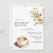Koffie Wildbloemen | Moderne Floral Birthday Brunc Kaart (Voorkant)