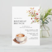 Koffie Wildbloemen | Moderne Floral Birthday Brunc Kaart (Staand voorkant)