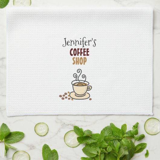 Koffie winkel thema gepersonaliseerde keuken handd theedoek (Gevouwen)