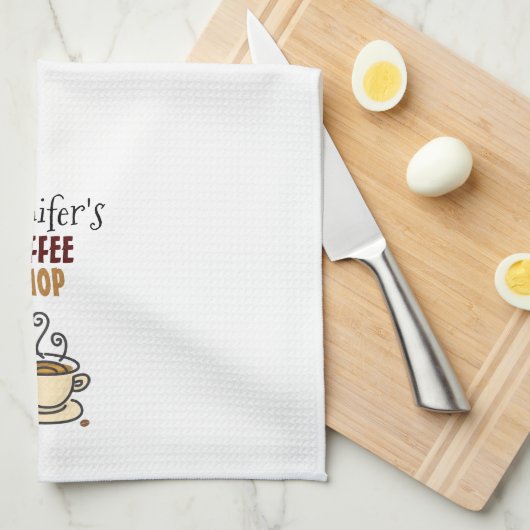 Koffie winkel thema gepersonaliseerde keuken handd theedoek (Quarter Fold)
