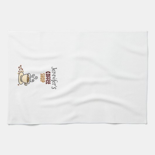 Koffie winkel thema gepersonaliseerde keuken handd theedoek (Horizontaal)