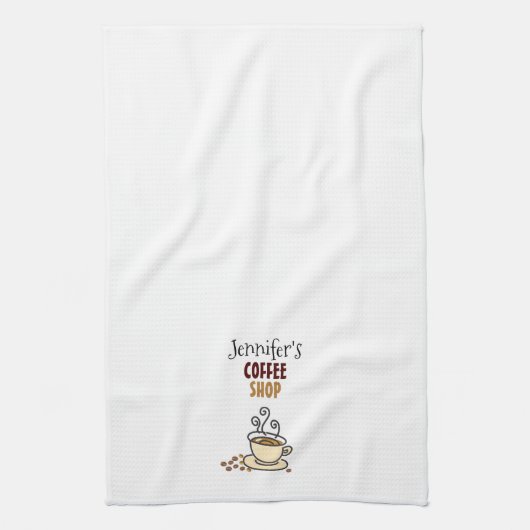 Koffie winkel thema gepersonaliseerde keuken handd theedoek (Verticaal)