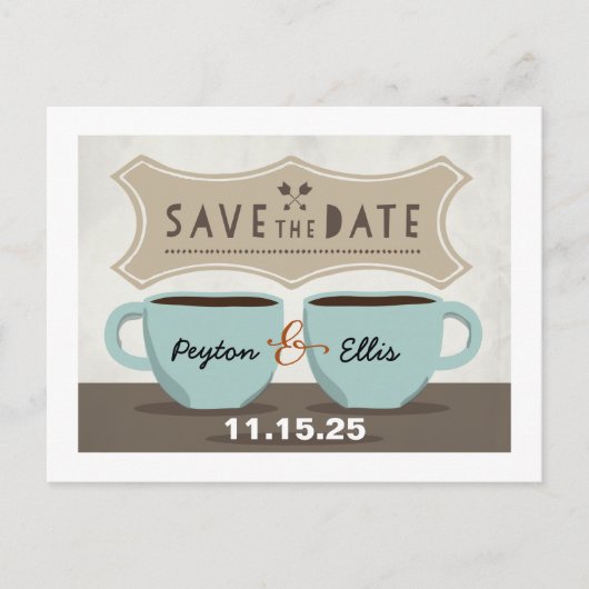 Koffie Winkelen Opslaan Datum Briefkaart (Voorkant)