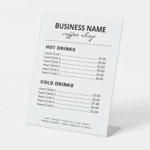 Koffie Winkelen Prijslijst voor kleine bedrijven P Reclamebord Met Voetstuk