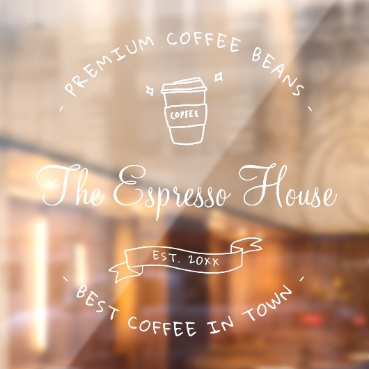 Koffie Winkelen professionele cafe Logo Boho Busin Raamsticker (Vel 2)
