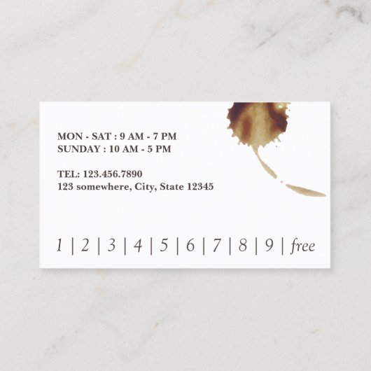 Koffie-winkelkoffiezetstrap Klantenkaartje (Achterkant)