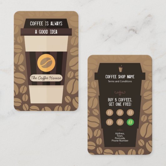 Koffie-winkellogo Klantenkaartje (Voorkant / Achterkant)