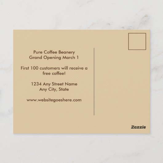 Koffie Winkelwinkel - aangepaste reclame Briefkaart (Achterkant)