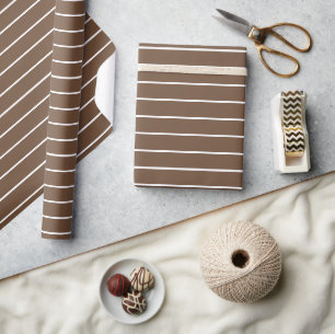 Koffie Wit Dune Horizontale Strepen Cadeaupapier