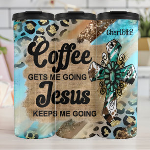 Koffie wordt gedronken, Jezus gaat door Thermosbeker