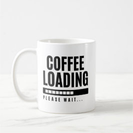 Koffie wordt geladen Even geduld Koffiemok